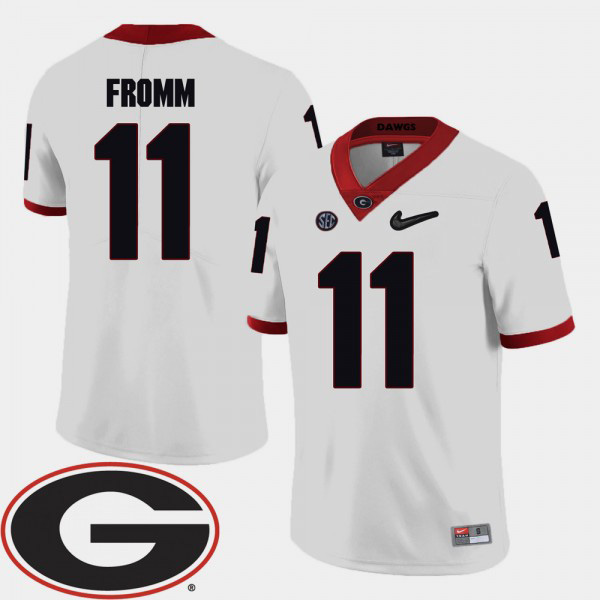 Men's #11 Jake Fromm Georgia Bulldogs 2018 SEC Patch College Football Jersey - White
